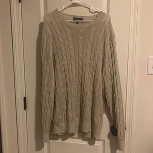 Brooks Brother’s light grey XL crew neck. Worn but still in good shape.